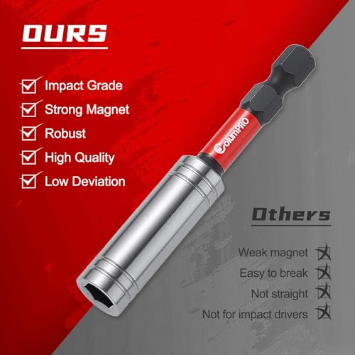 5PCS 1/4" Strong Magnetic Impact Bit Holder, Black Series, Upgraded Magnetic Drill Bit Extension for Impact Driver, Cordless Drill, 1/4" Hex Shank Premium S2 Steel - size: 5PCS