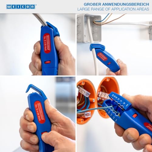 WEICON Cable Stripper No. S 4-28 Multi | Integrated Stripping Function | High Safety | Adjustable Cutting Depth | for Round Cables | Working Range 4-28 mm Ø