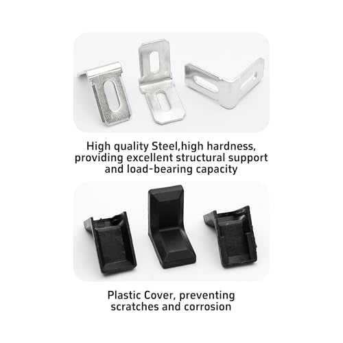 30PCS 90 Degree L Shape Metal Corner Brackets Black Plastic Cover Right Angle Brace for Shelf Cabinet Chair Furniture, 1.1x1.1x0.7 with Screws - size: Black