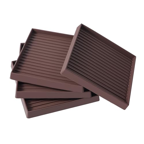 Jayen Non Slip Furniture Caster Cups Coasters Pads for Hardwood Floors, 5x5 - size: 4 Pcs Brown