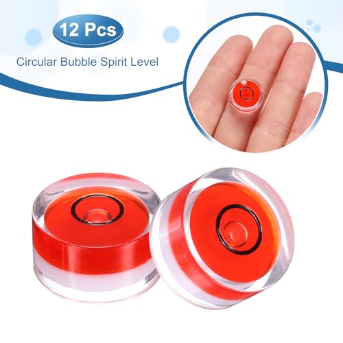 HARFINGTON 12pcs Small Circular Bubble Spirit Level 15x8mm,Red/Black - color: Red/Black, size: 15x8mm