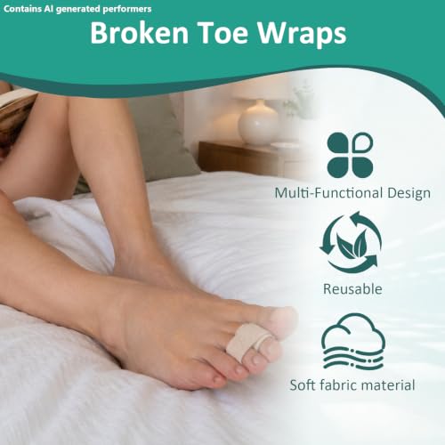 10 Pack Hammer Toe Straightener, Hammertoe Corrector for Women Men, Buddy Tape for Broken Toe, Reusable Toe wrap, Fabric Toe Splints for Bent, Curled, Crooked, Claw, Hammer Toes (5L + 5S, Beige)
