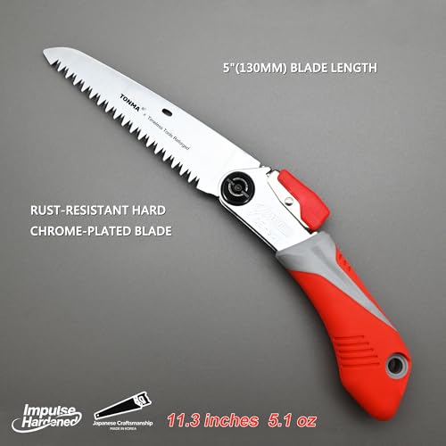 TONMA 5" Pocket Folding Saw, Made in Korea, Medium Teeth, TDE-901 - size: 5 inches (130mm)