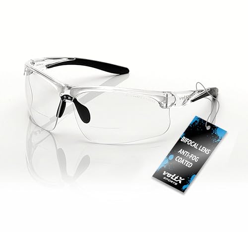 voltX ULTIMATE SPORTS Clear Bifocal Reading Safety Glasses +1.5 Dioptre - color: Clear Frame/Clear Lens, size: +1.5 Dioptre