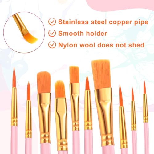 ESRICH 20PCS Pink Paint Brushes, Paint Brush for Acrylic Painting - color: Pink, size: 20