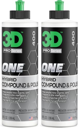 3D One Car Scratch & Swirl Remover Hybrid Rubbing Compound & Polish Buffing Compound for True Paint Correction 8oz Made in USA (Pack of 2) - size: 8 oz. (Pack of 2)