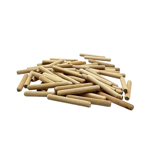 1/4" x 2" Wooden Dowel Pins, 100-Pack – Birch Hardwood, Kiln-Dried, Fluted & Beveled (1/4" x 2", 100pk) - size: 1/4" x 2" Bag