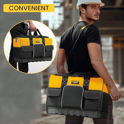 WINHUNT Tool Bag, 16-inch Tool Organisers, 600 Denier Large Tool Bag for Home DIY & Equipment Storage, Yellow and Black (40cm/16inch)