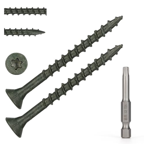 Wood Screws #8 x 2’’, T25 Star Torx Drive Flat Head Deck Screws, Green, 127Pcs (1lb) - color: Green, size: 8X2’’