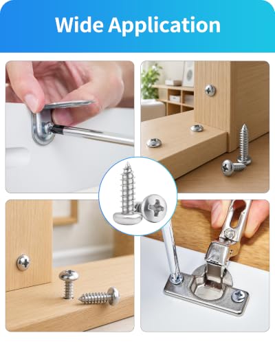 600Pcs Stainless Steel Wood Screws Assortment Kit, #4#6#8#10#12 Phillips Pan Head Sheet Metal Screws Self Tapping Screws Set,Length 3/8" to 2" (Silver-Pan Head) - color: Silver