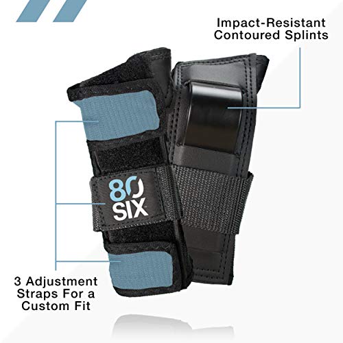 80SIX Multi-Sport Pad Set– Protective Gear for Skateboarding, Biking, Roller Skating, and Scooter - color: Stone Blue, size: 8+ Small/Medium