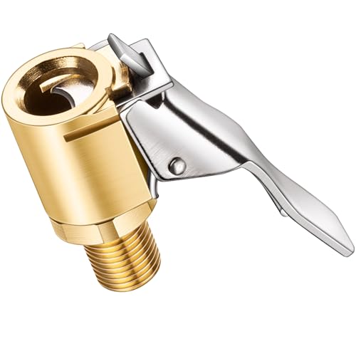 Brass Locking Tire Air Chuck, Tire Inflator Hose Adapter for Twist On Connection Convert to Lock On, No Air Leakage Air Compressor Pump Clip On Tire Chucks, Tire Nozzle with Tire Valve Thread - size: Thread Connector 1pcs