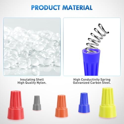 Nilight 400PCS Blue Wire Connectors Kit 20-18 AWG Electric Wire Caps - color: 400PCS 20-18# Wire Caps