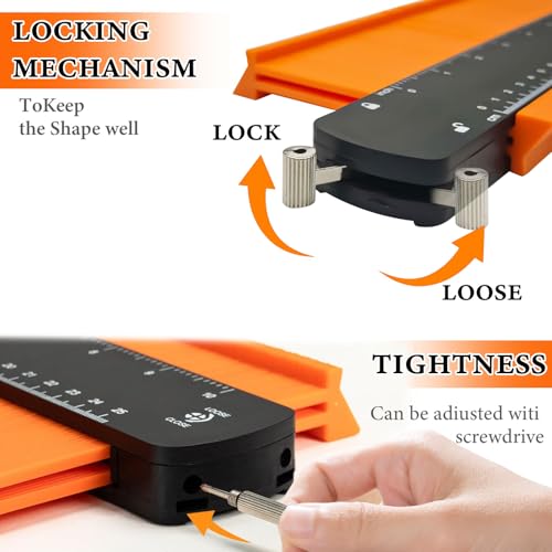 Contour Gauge with Lock, 10-Inch Precision Profile Tool for Woodworking & Tiling, Durable ABS Construction with Dual Inches/Centimeters Scale, Ideal Gift for Men, Dad, Carpenter, DIY Home Improvement - style: 10 inches