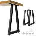 Metal Table Legs 28x17.7 Inch Trapezoid Desk Legs, Heavy Duty Industrial Steel Furniture Feet Set of 2 for DIY Kitchen Table Base, Console, Computer Desks (Black) - size: H28" × W17.7" T