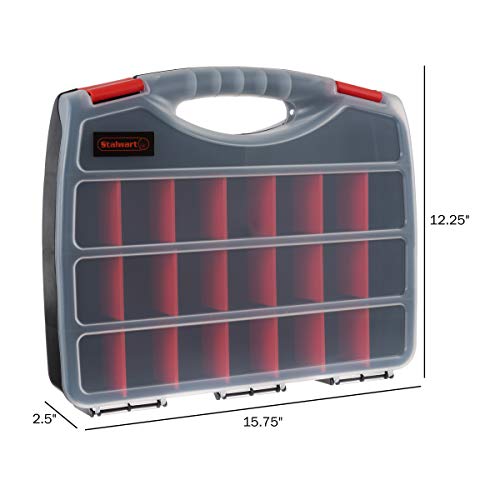 Hardware Organizer Box with Dividers - 23 Compartment Small Parts Organizer Portable Tool Box with Secure Latches - Plastic Screw Storage for Nuts, Beads, Jewelry or Tackle by Stalwart - size: 23 Bin
