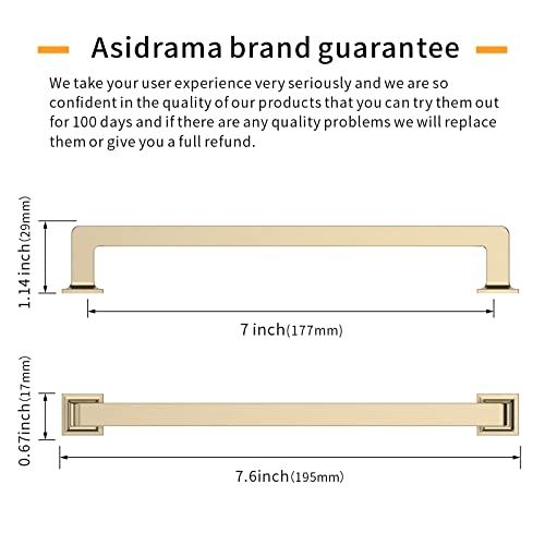 Asidrama 10 Pack 7 inch Brushed Brass Kitchen Cabinet Handles | Heavy-Duty Solid Zinc, 2 Screw Sizes, 7" Hole Center(177mm), Cupboards, Drawers, Dressers, Furniture, Hardware - color: Brushed Brass, size: 7" Hole Center(177mm)