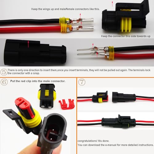 25 Kit 2 Pin Connector Automotive Waterproof 2 Wire Connectors with Crimper - color: 2pin/25kit with Crimper