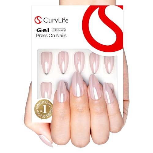 CurvLife Press On Nails, Pale Pink Chrome, Soft Gel - color: Pale pink