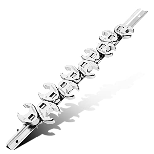 WORKPRO 3/8" Drive Crowfoot Flare Nut Wrench Set, Metric 10-19mm - size: Flare Nut Metric