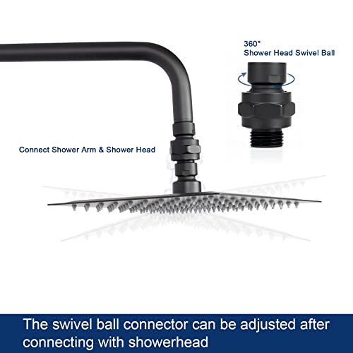 NearMoon Shower Head Swivel Ball Adapter - Solid Brass Shower Connector Ball Joint Adjustable Universal Shower Arm Extension Component (Matte Black) - color: Matte Black