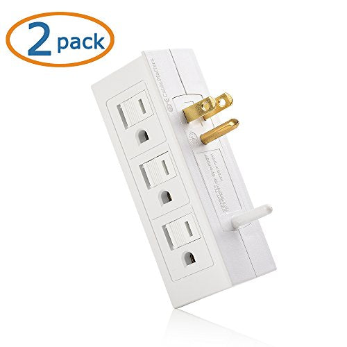 Cable Matters 2-Pack 6 Outlet Splitter, Grounded Side Access Wall Tap