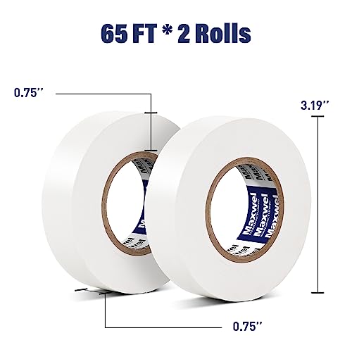 White Electrical Tape Vinyl PVC Electric Tape for Wire Insulating, DIY - color: White