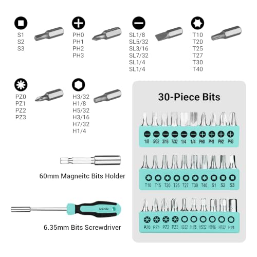 DEKOPRO 50 Piece General Household Hand Tool Kit with Plastic Toolbox Storage Case, All Purpose Home Tool Kit Includes Essential Tools for Office College Repairs - Turquoise - color: Turquoise-50pcs