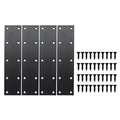 4 Pack Flat Straight Brace Brackets, ULIFESTAR Black Stainless Steel Mending Bracket Plate Metal Shelf Support Fixing Joining Plate for Furniture,Wood,Shelves,Cabinet with Mounting Screws - size: 200 x 48 x 2 mm