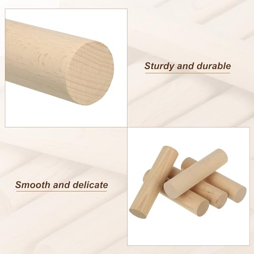 PATIKIL 1-3/8 x 6 Inch Dowel Rods Wood Sticks Unfinished Round Dowels 10pcs - size: 1-3/8"x 6"