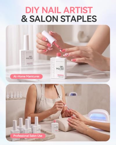 Makartt Jelly Pink Nude Red Gel Nail Polish Set 15ML: 6 Sheer Colors - color: Warm Rose