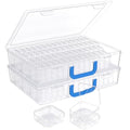 Bead Organizer with Handle, 120Pcs Small Clear Bead Storage Boxes with Labels, Large Craft Case and Mini Plastic Dispensing Containers for Jewelry Making Diamonds Arts Screws Seeds Small Parts - size: 2 Pack - 120 Pcs (2.16" x 2.16" x 0.78")
