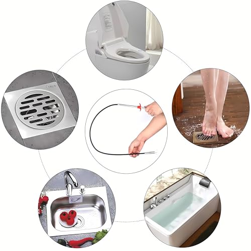 Flexible Drain Clog Remover Tool, Extra Long Plumbing Snake Hair Catcher with 4-Prong Grabber Claw, Heavy-Duty Spring Reacher for Kitchen Sink, Bathroom Tub, Sewer & Dropped Items (24 inch) - color: 24 inch