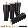 FoDau770 Rubber Wood Legs 6", Straight Taper, 5/16"-18 Thread, Black, 4pcs | Wood Couch legs - Mid Century Sofa Legs - Furniture legs Replacement for Cabinet Dresser Chair Ottoman - color: Black, size: 6 Inch - Straight (90°)