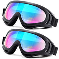 Motorcycle Goggles 2 Pack - ATV Dustproof Dirt Bike Goggles for Ski Racing Riding, Off Road Waterproof Motocross - color: 02.multicolor Lens × 2