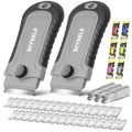 DIYSELF 2 Pack Paint Scraper Tool with 30 Razor Blades, Stove Top Cleaner Tools - color: Gray, size: 2 Pack