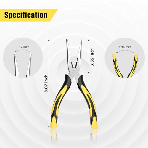 Long Needle Nose Pliers-8’’Soft Grip with Wire Cutter for Home,2pcs - size: Two-8in