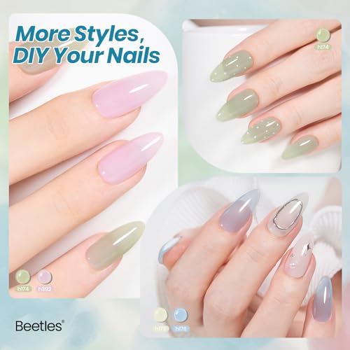 Beetles Jelly Gel Nail Polish Set, Silent Meditation 6 Colors Neutral Gel - color: B - Sheer | Silent Meditation