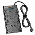 SUPERDANNY Power Strip Surge Protector, 22 AC 6 USB, 2100J, 6.5Ft,1875W/15A - color: Black, size: 6 USB - 6.5 ft