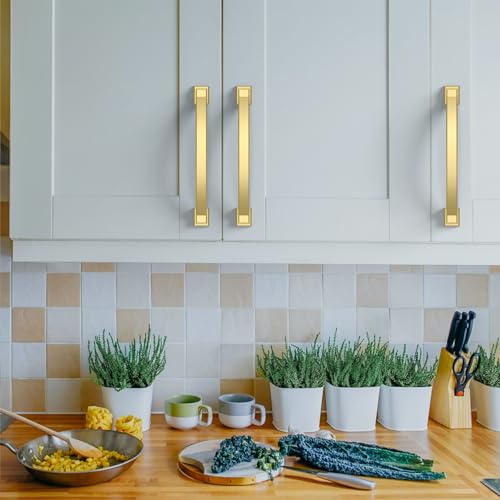 Amerdeco 10 Pack Brushed Gold Cabinet Pulls 3.75" - color: Brushed Gold, size: 3.75" hole center