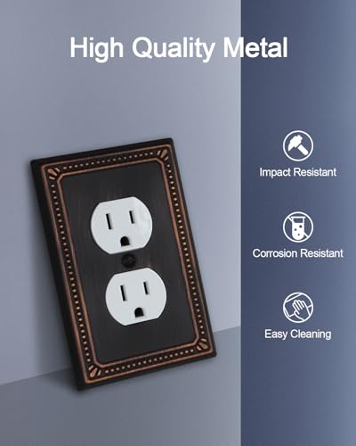 Switch Plates Outlet Covers, 4-Pack Aged Bronze Metal Wall Plates - color: Aged Bronze, size: 1 Duplex 4PK