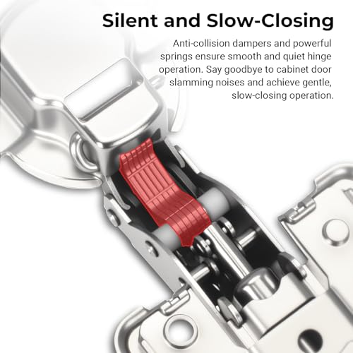 4 Pcs 105° Soft Close Cabinet Hinges 35mm, 3D Half Overlay Hinge - size: Half Overlay