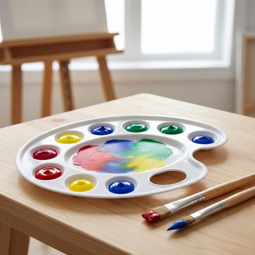 Hulameda Update 30pcs Paint Tray Palettes,Plastic Paint Tray Palette,Paint Palettes,Paint Pallets with 9 Wells for Adults & Kids, or Painting or DIY Craft Class,White - color: 30pcs