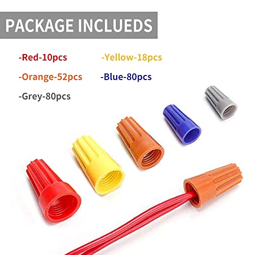 240 Pcs Electrical Wire Connectors Screw Terminals - Twist Nuts Caps Wire Connection, Spring Insert Assortment kit