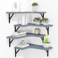 ROMGUAR CRAFT Corner Floating Shelves Wall Mounted Set of 4, Grey - color: Grey