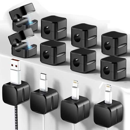 SaiTech IT 12 Pack Magnetic Cable Clips, Cord Organizer Holder Black - size: 12 Pack