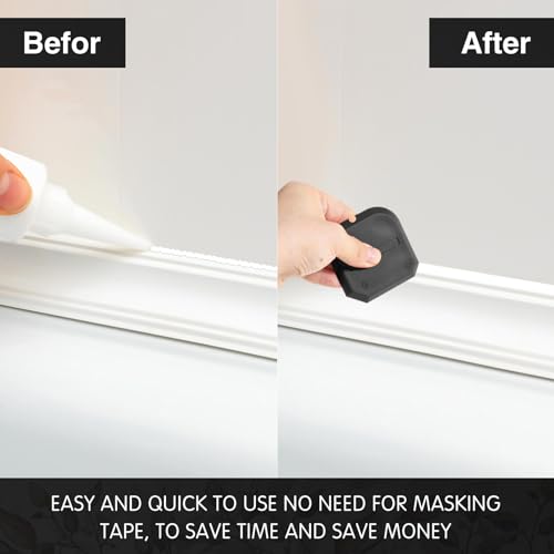 Outus 2 Pieces Caulking Tool Set Silicone Sealant Grout Tool for Kitchen Bathroom Floor Sealant Sealing(Black) - color: Black