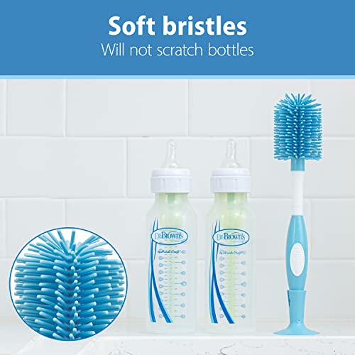 Dr. Brown's Baby Bottle and Nipple Brush Deluxe Cleaner, Soft Touch, and Sponge Brushes, Blue Variety Pack, 3 Count - color: Blue Variety Pack, size: 3-Pack
