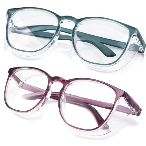 SQIMZAR Safety Glasses Goggles For Women Nurses Protective Eyewear,Anti Fog Safety Goggles - color: Green+purple