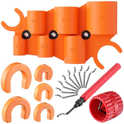 18 Pcs Plumbing Tool Kit, Pipe Depth Gauge, Reamer,Normal,Red